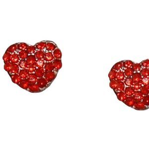 Fresh & Co Rhinestone Heart Stud Earrings Red NWT
